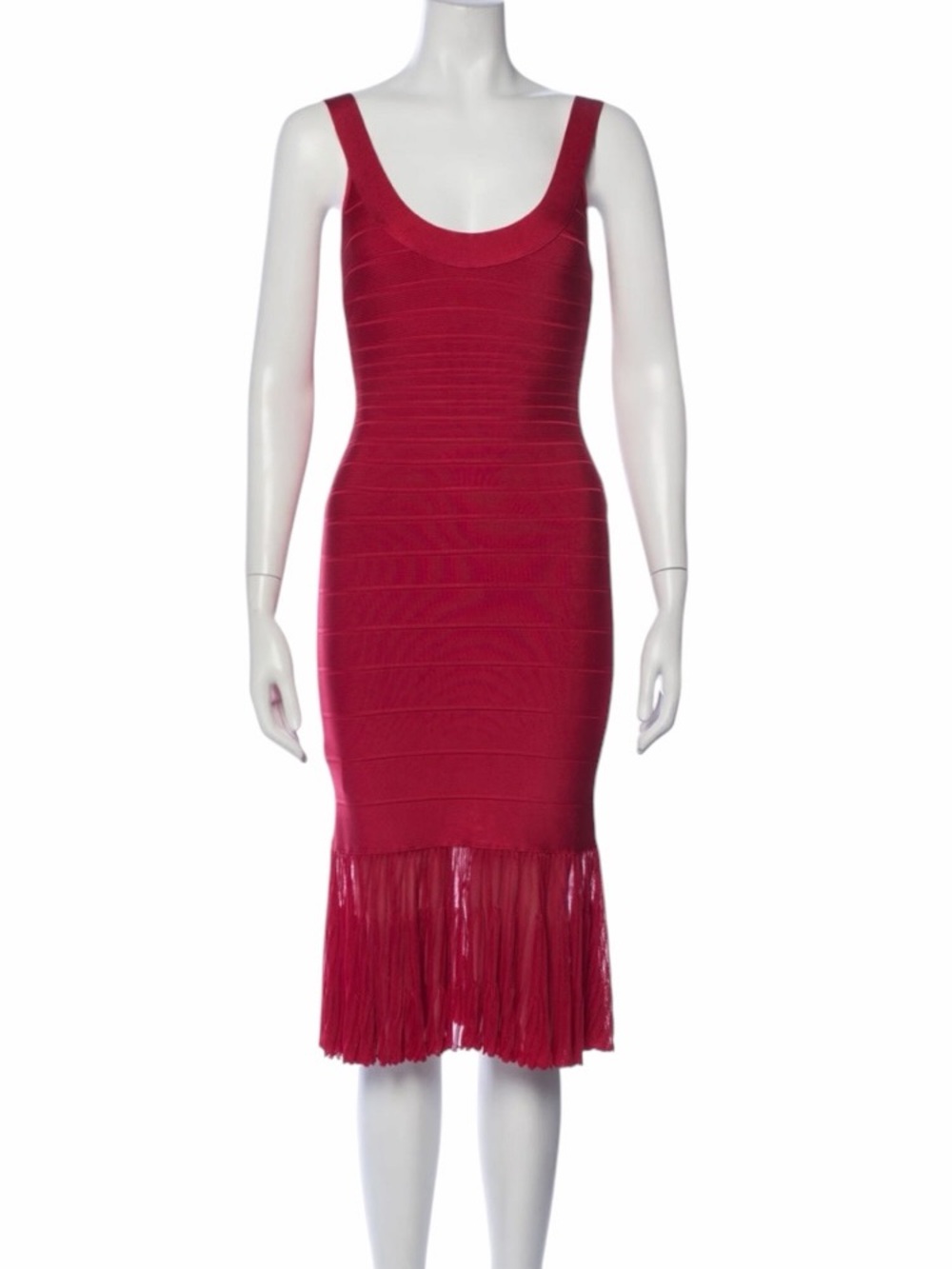 HERVE LEGER Red Llima Sheath Dress Knee-Length Dress M